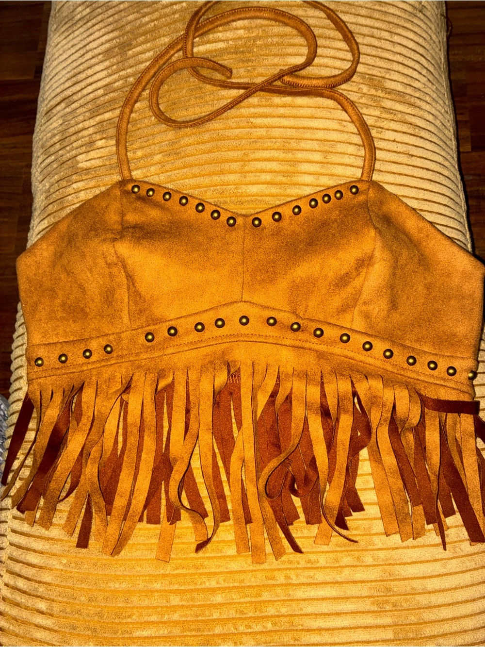 Super Soft Suede like material Fringe Halter Top